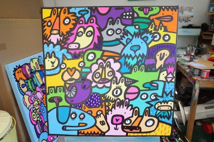 Kev Munday - Rainbow Rainforest, Antiek en Kunst, Kunst | Schilderijen | Modern