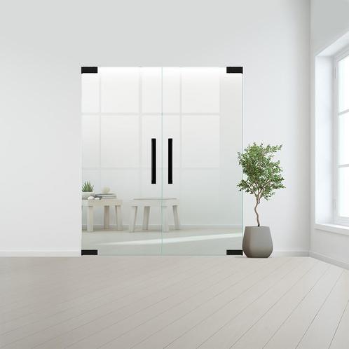 Glazen dubbele binnendeur zonder kozijn zwart beslag-Blank g, Bricolage & Construction, Fenêtres & Moustiquaires, Envoi