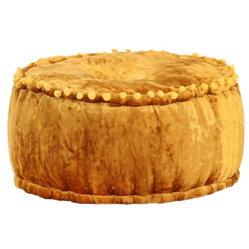 vidaXL Poef rond 40x20 cm fluweel mosterdkleurig, Huis en Inrichting, Zetels | Voetbanken en poefs, Nieuw, Verzenden