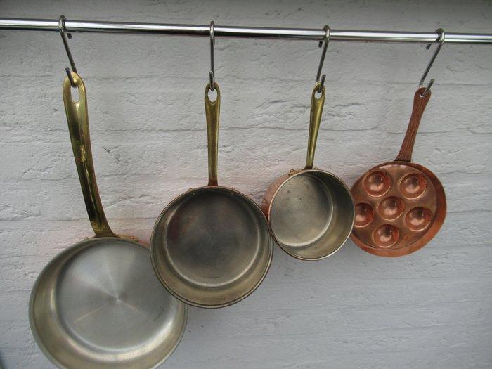 Kookpottenset (9) - Koper - koper pannen lepelrek, Antiquités & Art, Antiquités | Ustensiles de cuisine