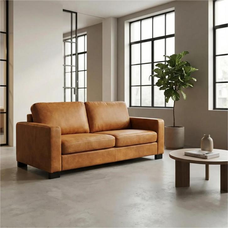 Leren bank Energy - 2,5 zits - Kenia Cognac (cognac) -, Maison & Meubles, Canapés | Salons, Enlèvement ou Envoi