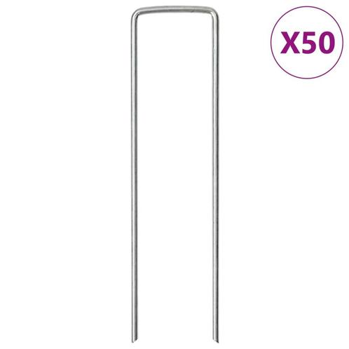 vidaXL Grondharingen 50 st U-vormig 15x3,5 cm gegalvaniseerd, Caravans en Kamperen, Tentaccessoires, Nieuw, Verzenden