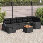 vidaXL Tuinbank Set met kussen met opslag 8 pcs Zwart poly, Tuin en Terras, Verzenden, Nieuw