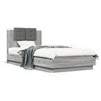 vidaXL Cadre de lit avec tête de lit sonoma gris 90x200, Neuf, Verzenden