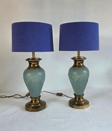 Lampe de table (2) - Laiton, Porcelaine