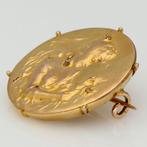 Diamant - 18 karaat - Geel goud - Broche - Jugendstil / Art