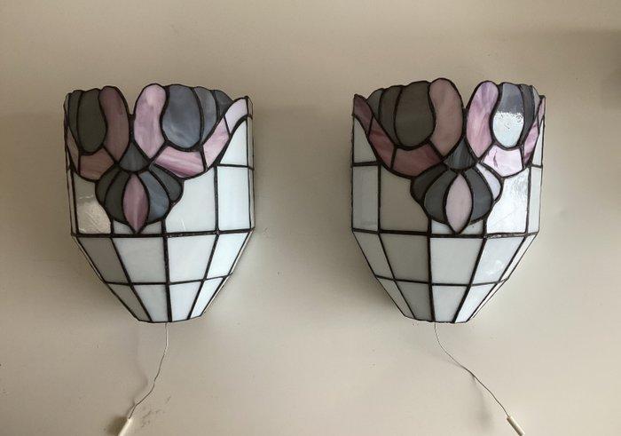 Wandlamp (2) - Glas-in-lood - Tiffany-stijl, Antiquités & Art, Art | Objets design