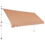 vidaXL Luifel handmatig uittrekbaar 350 cm geel en blauwe, Tuin en Terras, Zonneschermen, Verzenden, Nieuw