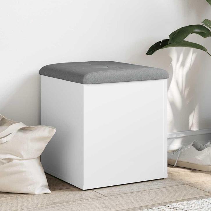 vidaXL Opbergbank Wit 42x42x45 cm Bewerkt Hout, Huis en Inrichting, Overige Huis en Inrichting, Nieuw, Verzenden