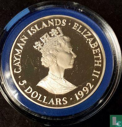 Kaaimaneilanden 5 dollars 1992 (PROOF) Summer Olympics i..., Postzegels en Munten, Munten | Amerika, Losse munt, Goud, Zilver