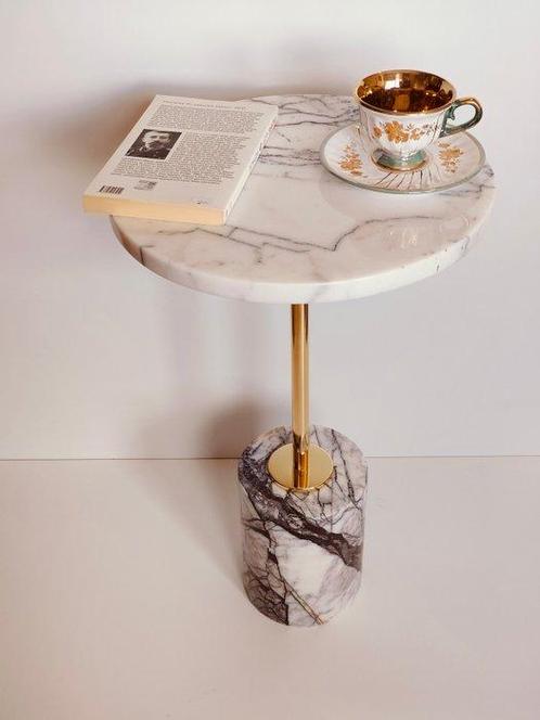 Bijzettafel - Marmer, Messing - Laremon, Antiek en Kunst, Antiek | Meubels | Stoelen en Sofa's