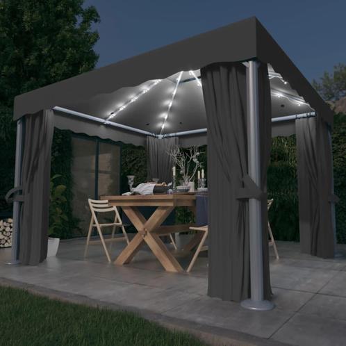 vidaXL Tonnelle avec rideau et guirlande lumineuse LED, Jardin & Terrasse, Tonnelles, Neuf, Envoi