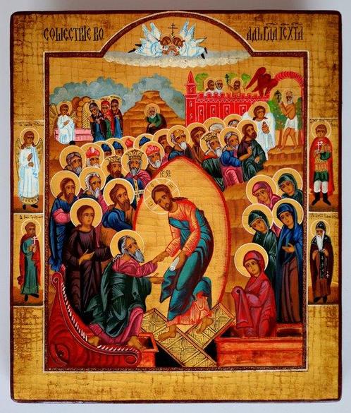Icoon - RUSSISCH ORTHODOX ICON PASEN, hout, tempera,, Antiek en Kunst, Antiek | Boeken en Manuscripten