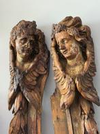 sculptuur, Barok engelen / ornament - 100 cm - Hout - 1680, Antiek en Kunst