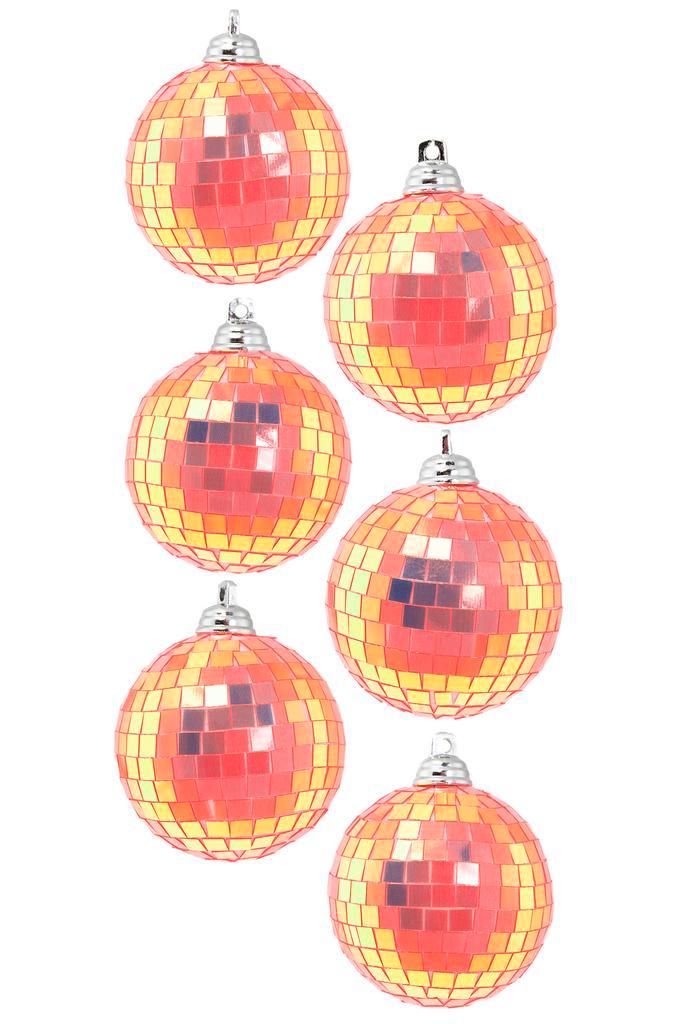6x Discobal Ø 6 cm Klein Iridescent Neon Oranje Koraal Disco, Hobby en Vrije tijd, Feestartikelen, Nieuw, Ophalen of Verzenden