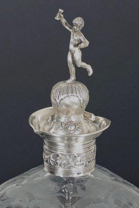 Karaf - Kristal, Zilver - Bacchus, Antiek en Kunst, Antiek | Zilver en Goud