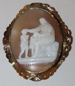 Broche - 14 karaat Geel goud - Goud schelp camée 14 krt, Handtassen en Accessoires, Antieke sieraden