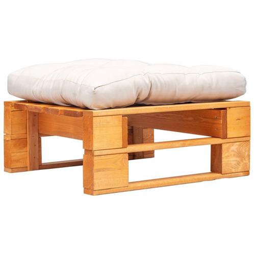 vidaXL Tuinpoef met zandkleurig kussen pallet hout, Tuin en Terras, Tuinsets en Loungesets, Nieuw, Verzenden
