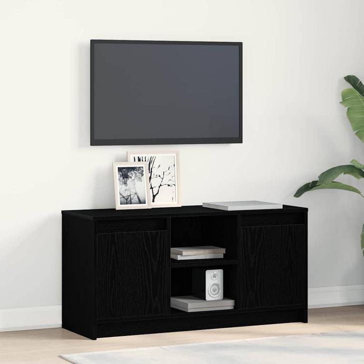 vidaXL TV Kast Zwart 100 x 34 x 50 cm Bewerkt hout, Huis en Inrichting, Kasten |Televisiemeubels, Nieuw, Verzenden