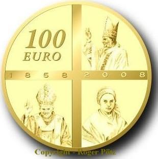 Frankreich 100 Euro goud 2008 Erscheinungen von Lourdes 2..., Postzegels en Munten, Munten | Europa | Euromunten, België, Verzenden