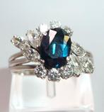 Ring - 18 karaat Witgoud Diamant  (Natuurlijk) - Saffier -