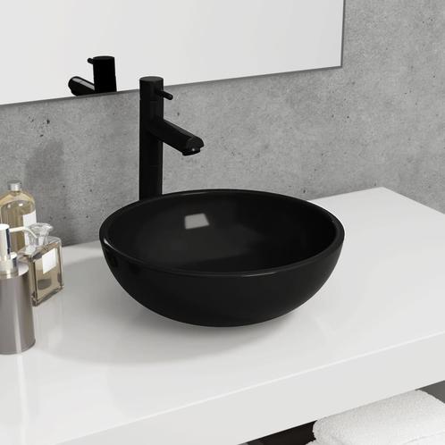 vidaXL Wasbak 35x12 cm gehard glas zwart, Doe-het-zelf en Bouw, Sanitair, Nieuw, Verzenden