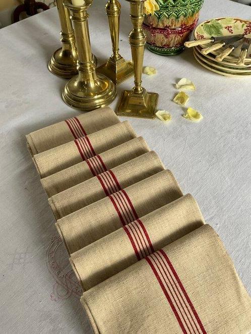 7 Napoléon III, milieu du XIXe siècle. Serviettes en tissu, Antiek en Kunst, Antiek | Tapijten, Tafelkleden en Textiel