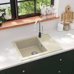 vidaXL Gootsteen met overloopgat ovaal graniet beige, Huis en Inrichting, Verzenden, Nieuw