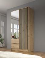 Kledingkast Eiken Zwart 105x51x200 Garderobekast met spiegel, Huis en Inrichting, Kasten | Overige, Verzenden, Nieuw