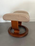 Ekornes - Voetenbank - Leder, Teak - Vintage Ottoman Ekornes, Antiek en Kunst