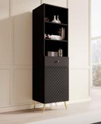 Meubella boekenkast Tadeo zwart 50cm goud, Huis en Inrichting, Kasten | Boekenkasten, Verzenden, Nieuw, 50 tot 100 cm, 150 tot 200 cm