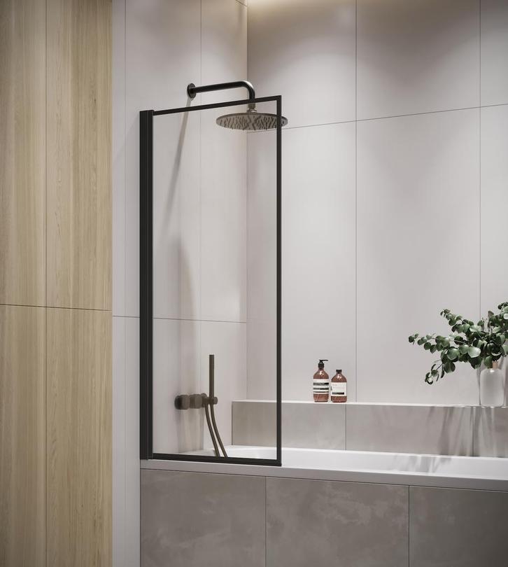 Badwand Medal 60 x 140 cm Zwart Badscherm Draaibaar 5 mm dik, Doe-het-zelf en Bouw, Sanitair, Nieuw, Verzenden