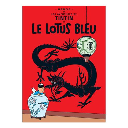 Kuifje Le Lotus Blue Poster 40 x 60 cm, Verzamelen, Stripfiguren, Ophalen of Verzenden