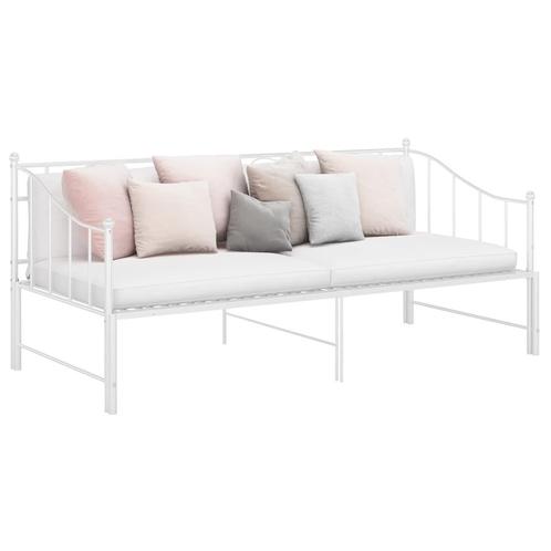 vidaXL Slaapbank uittrekbaar metaal wit 90x200 cm, Huis en Inrichting, Slaapkamer | Bedden, Nieuw, Verzenden