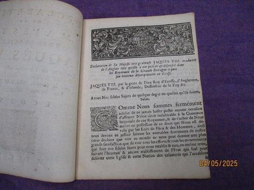 Jacques François Stuart - Declaration de sa Majesté, Antiek en Kunst, Antiek | Boeken en Manuscripten