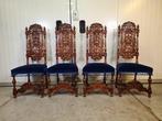 FREE SHIPPING - Eetkamerstoel (4) - Walnoot - Rijk gestoken