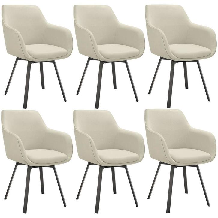 tectake Draaibare eetkamerstoel Alicon, gestoffeerd - greige, Huis en Inrichting, Stoelen, Verzenden