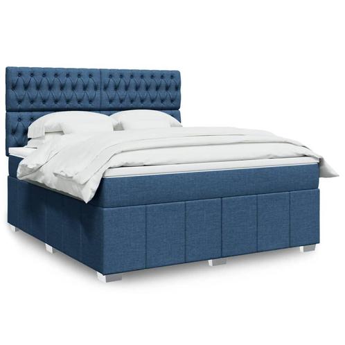 vidaXL Boxspring met matras stof blauw 180x200 cm, Huis en Inrichting, Slaapkamer | Bedden, Nieuw, Verzenden