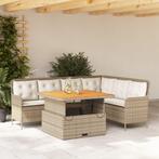 vidaXL 2-delige Loungeset met kussens poly rattan beige, Verzenden, Nieuw, Loungeset