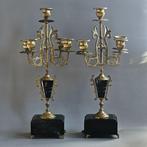 Kandelaber (2) - Brons, Marmer, Onyx