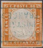 Italiaanse oude staten - Sardinië  - 1861 - IVe Em 80 c., Postzegels en Munten, Gestempeld