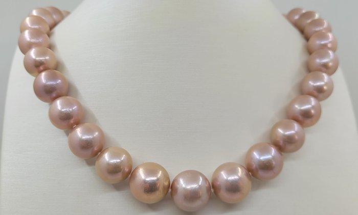 Halsketting Grote 11,5x14,5mm ronde Edison parels, Handtassen en Accessoires, Kettingen