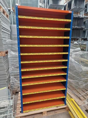 Bakkenkast 198x100x30cm oranje/blauw incl. 120 bakken beschikbaar voor biedingen