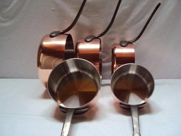 5 casseroles cuivre et acier inoxydable professionnelle -