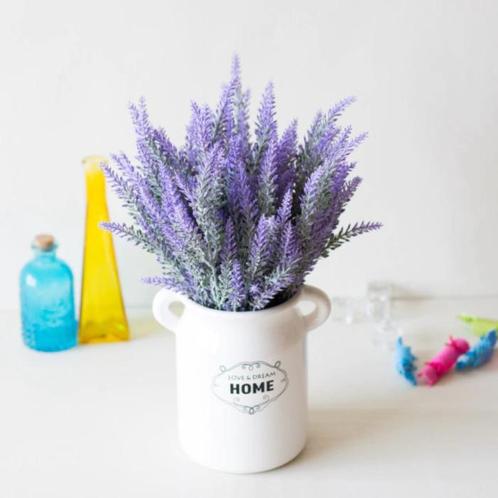 Kunst Boeket met Vaas - Lavendel Plastic Bloemen Luxe, Huis en Inrichting, Woonaccessoires | Kunstplanten en Kunstbloemen, Nieuw