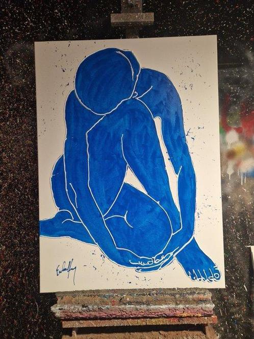 Henry Escobar - BLEU DE BLEU (attention sur fond blanc), Antiek en Kunst, Kunst | Schilderijen | Modern