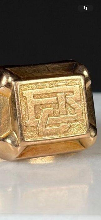 Zegelring - 18 karaat Geel goud - Ring goud 750, Handtassen en Accessoires, Antieke sieraden