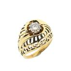 Gouden gebolde ring met diamant; 0,47 ct. (labdiamant), Gebruikt, Overige kleuren, Ophalen of Verzenden, 17 tot 18