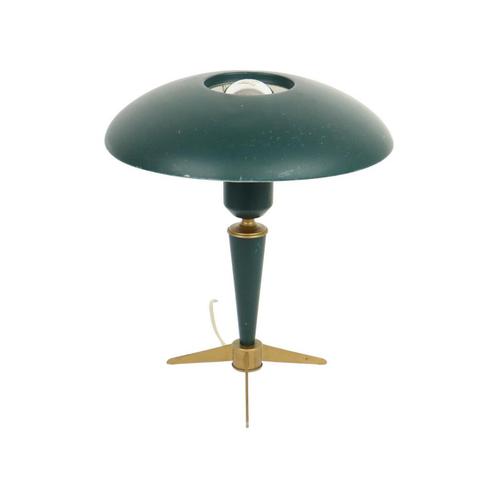 Iconische Louis Kalff Bijou Lamp Groen en Goud Ufo Mid, Maison & Meubles, Lampes | Lampes de table