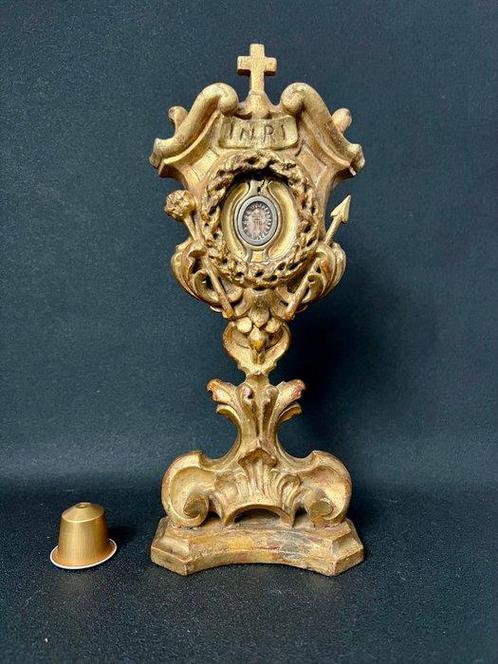 Reliekhouder - Glas, Hout, Textiel - 1750-1800 - Relikwie, Antiek en Kunst, Kunst | Niet-Westerse kunst